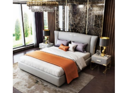 Luxus Schlafzimmer Designer Doppelbett Bett Hotel 180/200x200cm Leder