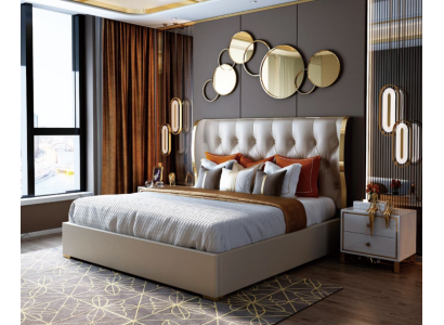 Designer Doppelbett Bett Hotel Luxus Schlafzimmer 180/200x200cm Leder