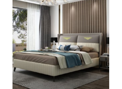 Designer Doppelbett Bett Hotel Luxus Schlafzimmer 150/180x200cm Leder Neu