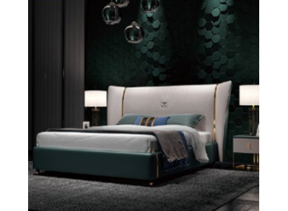 Luxus Schlafzimmer Doppelbett Bett 180/200x200cm Leder Metall Neu