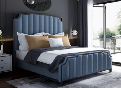 Luxus Schlafzimmer Doppelbett Bett 150/180x200cm Leder Metall Neu Hotel