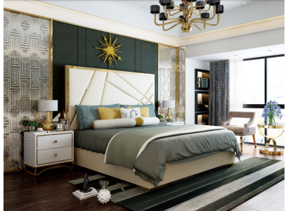 Designer Doppelbett Bett Hotel Deko Luxus Schlafzimmer 180/200x200cm Leder