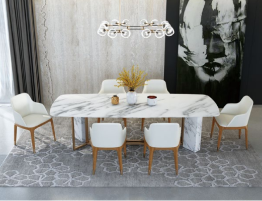 Komplett Set Esstisch + 6 Stühle Esszimmer Deko Set Ess Gruppe Holz Tisch