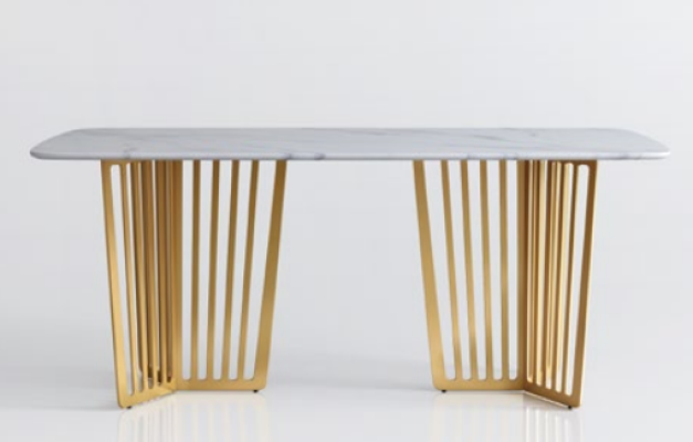 Luxus Esstisch Leder + Edelstahl Marmor Imitation Tisch Stein Esszimmer