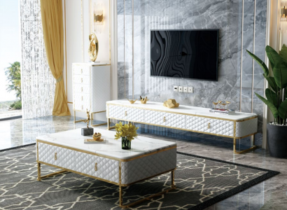 3tlg.Wohnzimmermöbel Set Designer Wohnzimmer Sideboard+Couchtisch