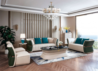 Komplett Set Sofagarnitur 3+2+1+1 Sitzer Design Sofa Couch Wohnlandschaft