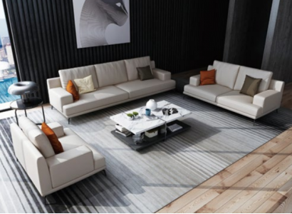 Moderne Weiße Ledergarnitur 3+2 Sitzer Wohnzimmer Exklusive Couchen 2tlg.