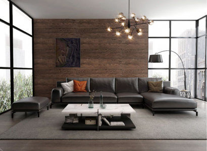 Moderne Sofa Eckgarnitur L Form Polster Dekor Sitz Ecke Couch + Hocker