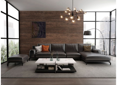 Garnitur Sofa Designer Couch Ecksofa mit Hocker Polster Wohnlandschaft