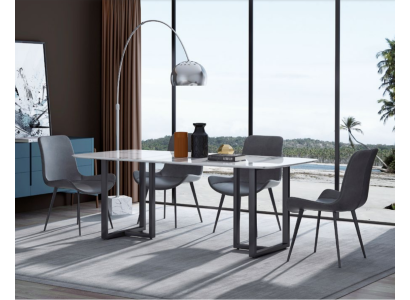 Design Esszimmer Gruppe Tisch + 4 Stühle Sitz Polster Deko Garnitur Tische