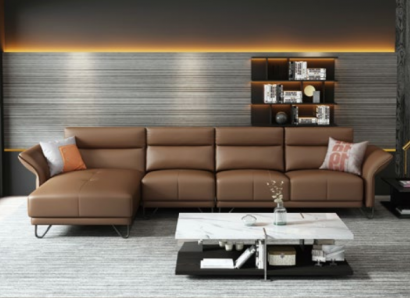 Italienische Design Leder Sofa Stil Möbel Couchtisch Sitz Polster Eck Garnitur