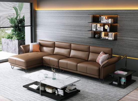 Italienische Design Leder Sofa Stil Möbel Couchtisch Sitz Polster Eck Garnitur