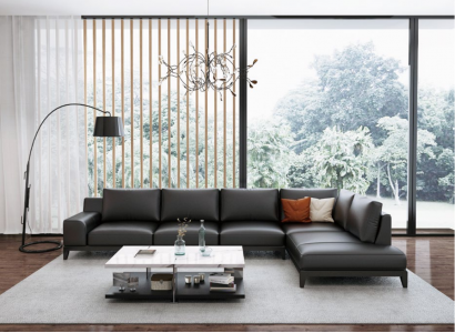 Wohnlandschaft L-Form Ecksofa Couch Leder Design Polster Garnitur Sofa