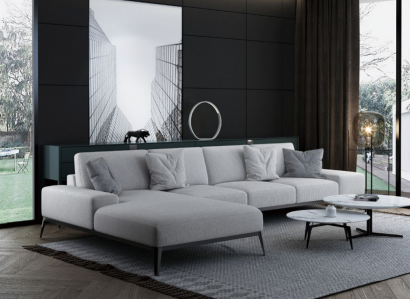 Italienische Polster Sitz Ecke Leder Couch Moderne Garnitur Wohnlandschaft