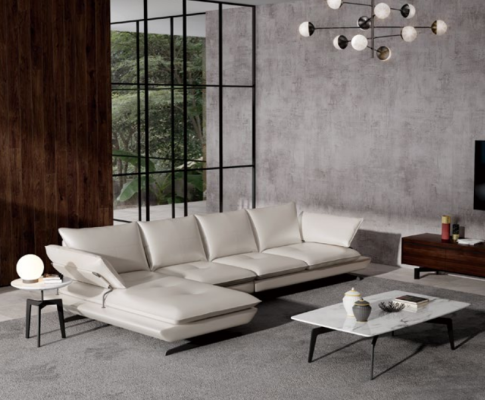 Italienische Polster Sitz Ecke Leder Couch Garnitur Moderne Wohnlandschaft