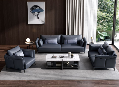 Italienische Polster Sitz Garnitur 3+2+1 Gruppe Leder Couch Modernes Sofa