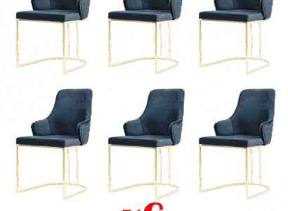 Gruppe Stühle Garnitur Textil Edelstahl Gepolsterte Esszimmer 6 Stühle