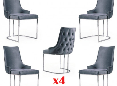 Garnitur 4x Stühle Modern Polster Design Stuhlgruppe Holz Ess Stuhl