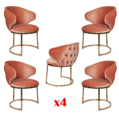 Design Stuhl Set 4x Edelstahl italienischer Stil Polster Garnitur Neu