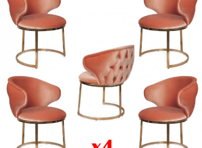 Design Stuhl Set 4x Edelstahl italienischer Stil Polster Garnitur Neu