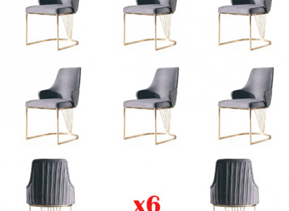 Gruppen 6x Stühle Sessel Lehn Polster Hotel Textil Neu Garnitur Stuhl Set Sets