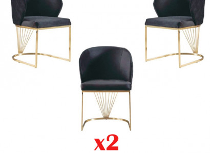 Stuhl 2x Stühle Gruppe Set Wohn Esszimmer Garnitur Modern Stil Textil