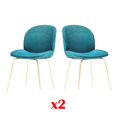 2x Stuhl Gruppe Stühle Garnitur Textil Stoff Neu Gepolsterte Esszimmer