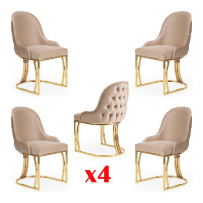 Esszimmer Textil Gastro Stuhl Design Set 4x Sessel Stoff Polster Stühle
