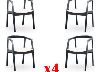 Set 4x Stuhl Design Holz Textil Polster Stühle Gastro Esszimmer Stoff