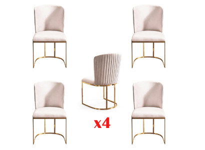 Stuhl 4x Stühle Gruppe Set Wohn Esszimmer Garnitur Stil Textil Moderne