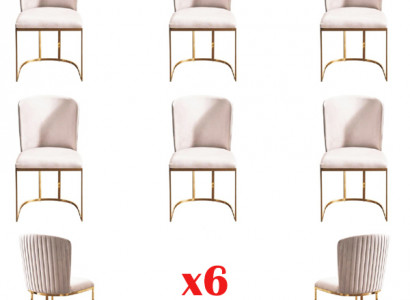 Esszimmerstuhl Designer Stühle Neu Set 6x Stoff Massivholz Stuhl