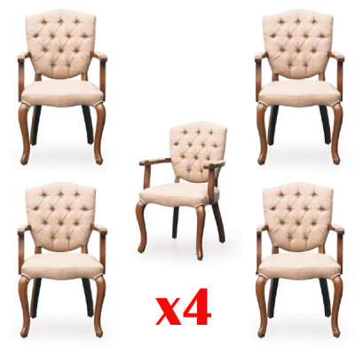 Esszimmer Stuhl Garnitur Sessel Design 4 Stühle Gruppe Set Polster Neu