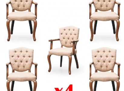 Esszimmer Stuhl Garnitur Sessel Design 4 Stühle Gruppe Set Polster Neu