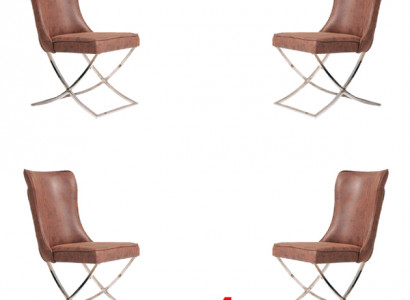 Set 4x Sessel Edelstahl Esszimmerstuhl Stoff Polster Stühl Esszimmer