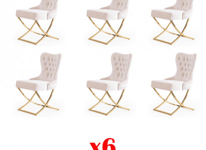 Garnitur Stühle 6x Polster Design Lounge Sitz Lehn Gruppe Möbel Stühle