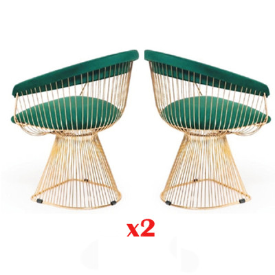 Design Sessel Polster Set 2x Stuhl Edelstahl 100% Stoff Esszimmer Möbel