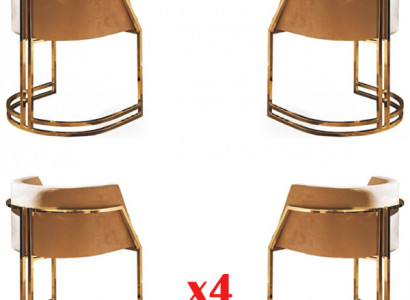 Küche Esszimmer Modern 4x Sessel Stuhl Edelstahl Stoff Polster Stühle
