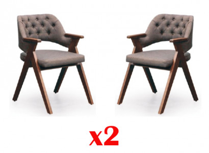 Design Sessel Polster Set 2x Stuhl Holz Gastro Esszimmer Chesterfield