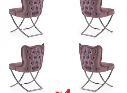 Chesterfield Garnitur Stuhl Textil Polster Gruppe Hotel 4x Set Neu