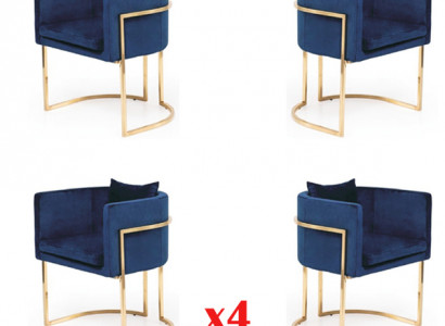 Stuhl 4x Polster Stuhl Fernseh Lounge Club Garnitur Sitz Sessel Ess