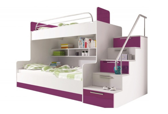 Lila Doppelstockbett Etagen Bett Kinderzimmer Betten Hochbett Hochglanz Möbel
