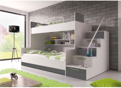 Graues Doppelstockbett Etagen Bett Kinderzimmer Betten Hochbett Hochglanz Möbel