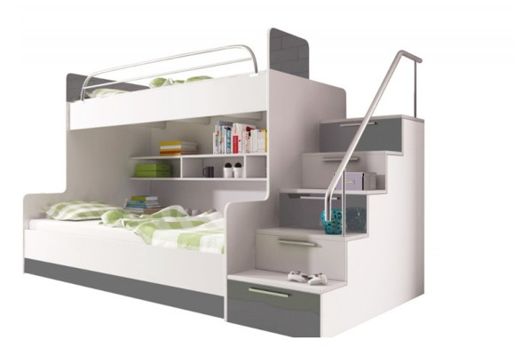 Graues Doppelstockbett Etagen Bett Kinderzimmer Betten Hochbett Hochglanz Möbel