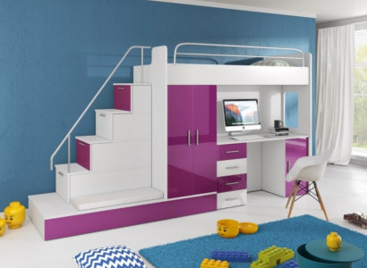 Lila Kinder Hochbett Etagenbett Doppelstockbett Bett Hochglanz Möbel