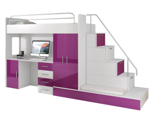 Lila Kinder Hochbett Etagenbett Doppelstockbett Bett Hochglanz Möbel