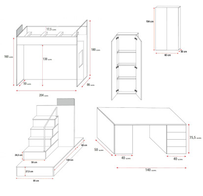Lila Kinder Hochbett Etagenbett Doppelstockbett Bett Hochglanz Möbel