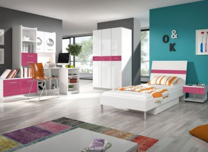 Regal Schrank Bücherschrank für Kinderzimmer Jugendzimmer Weiß Rosa Hochglanz