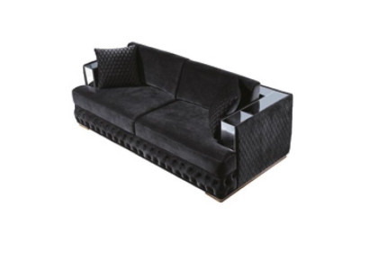 Dreisitzer Chesterfield Couch Schwarz Sofas Textil Leder Sofa Couchen