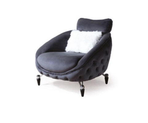 Chesterfield Sessel 1 Sitzer Schwarz Wohnzimmer Luxus Design