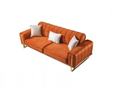 Sofa Orange 3 Sitzer Wohnzimmer Luxus Chesterfield Italienischer